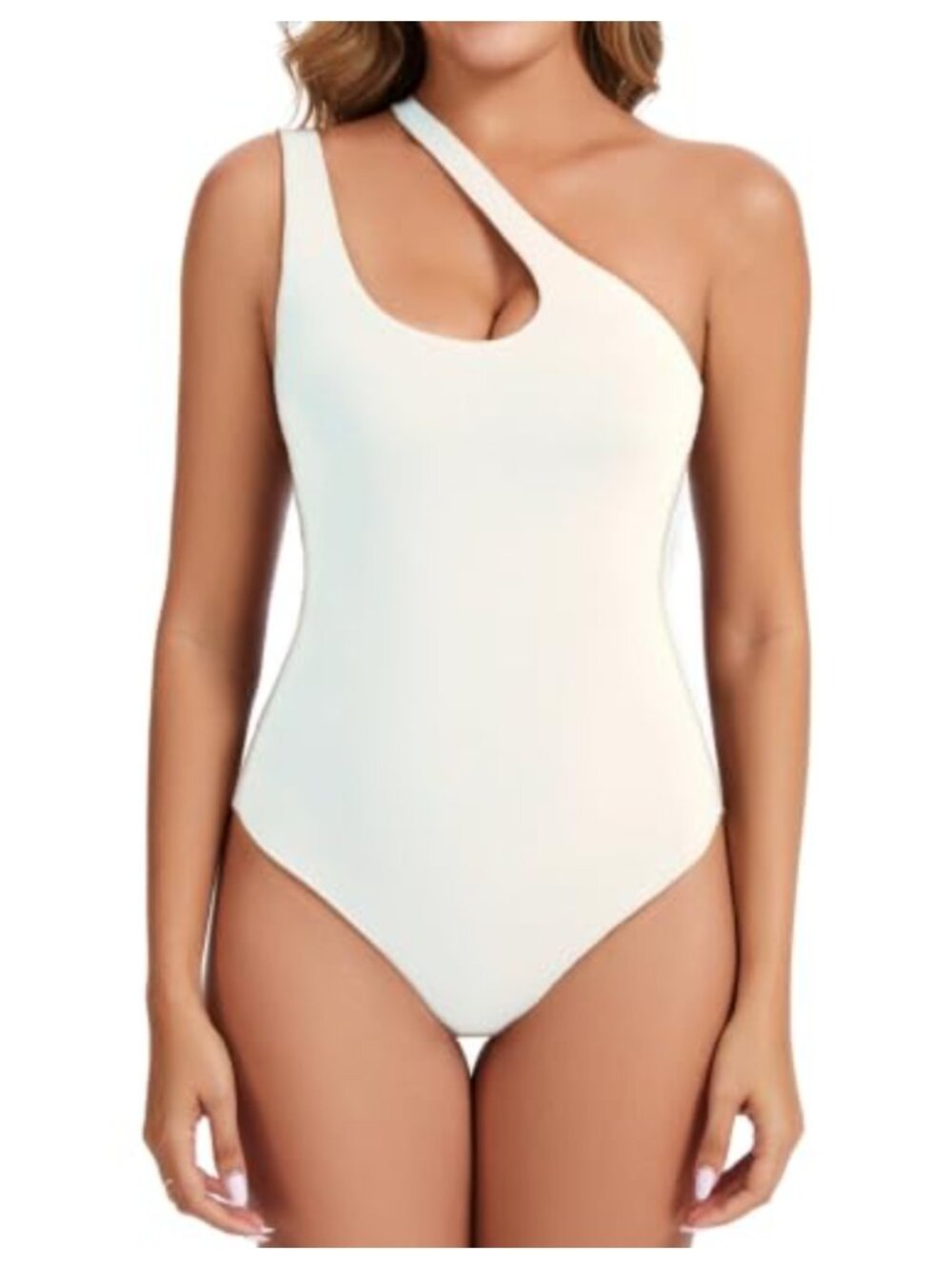 One Shoulder Backless Thong Bodysuit Sleeveless Slim Fit Party Top
